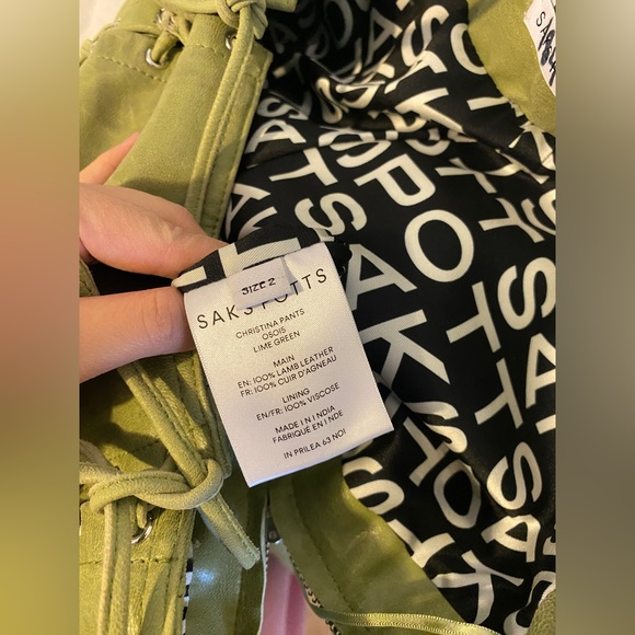 SAKS POTTS CHRISTINA Lamb Leather Lace Up PANTS Sz 2 - Picture 8 of 8